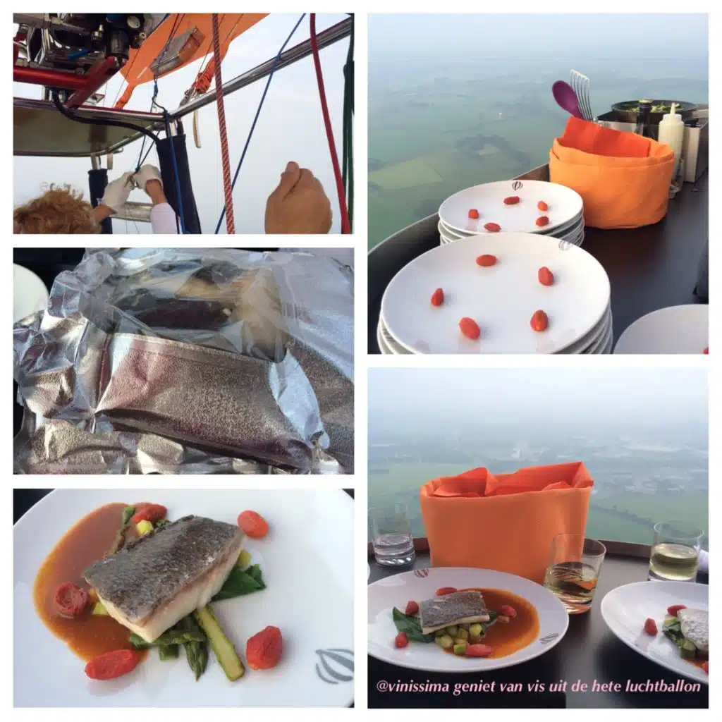 Sappige vis, gegaard in de hete luchtballon!