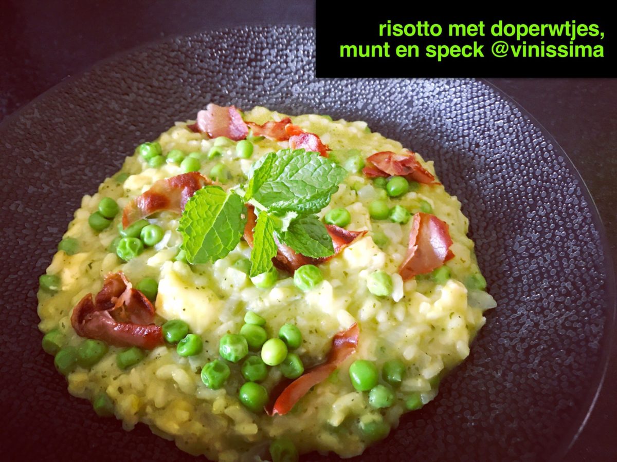 risotto met munt en doperwten