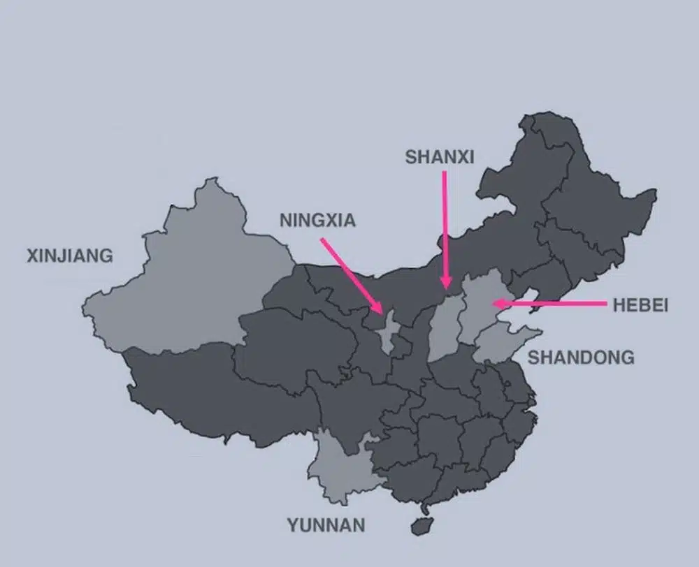 China wijngebieden China wijngebieden
