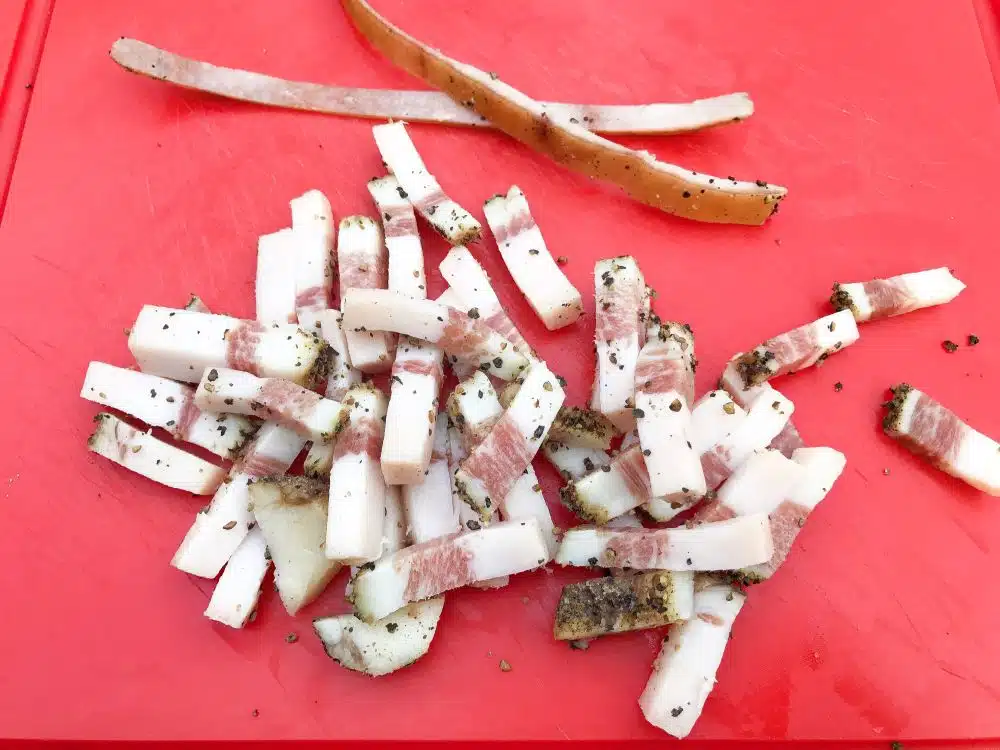 guanciale snijden