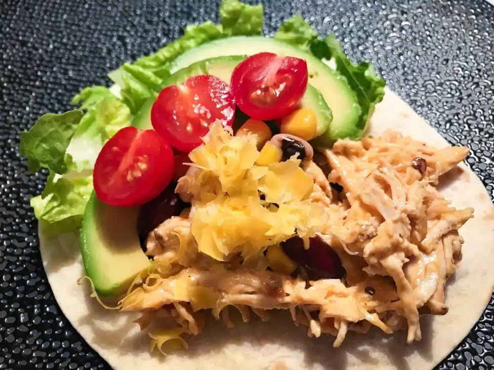 tortilla met pulled chicken