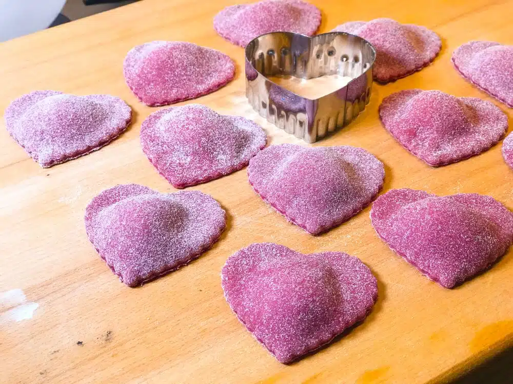 6 rode ravioli-hartjes