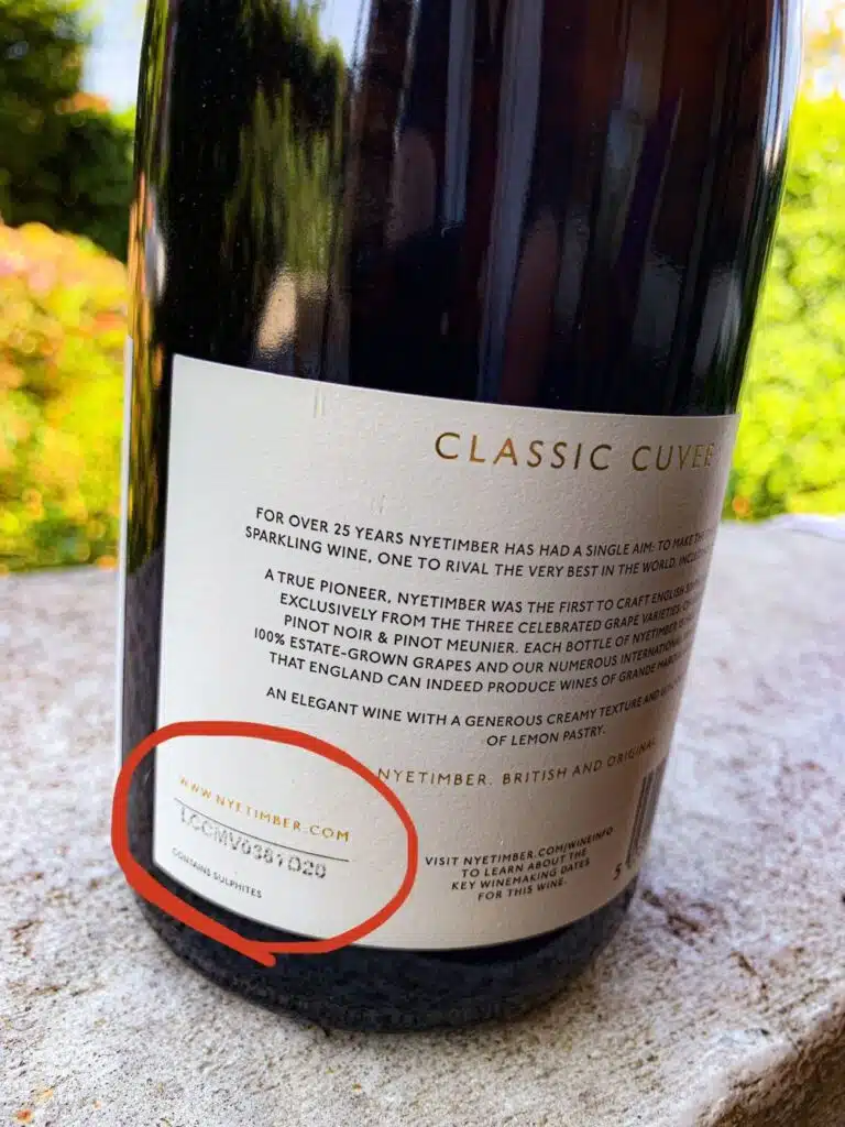 Nyetimber - info code