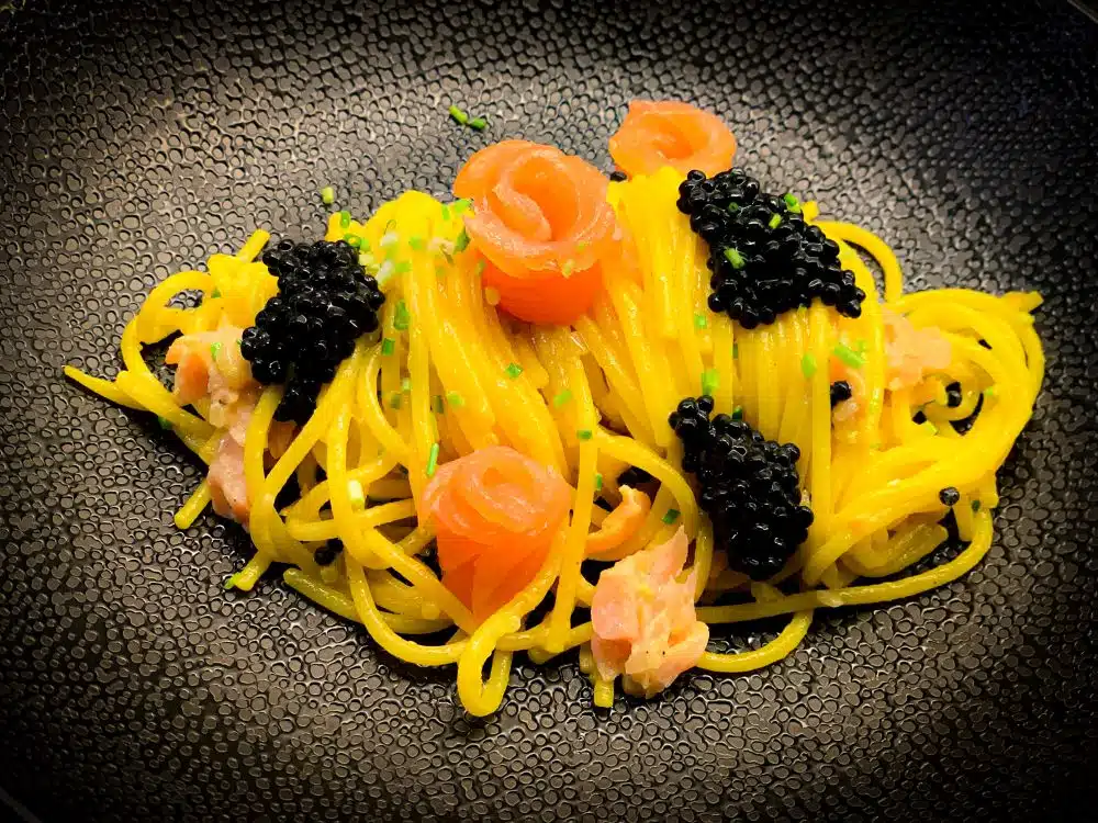 Pasta met citroen zalm en kaviaar