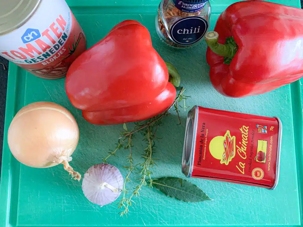 ingrediënten piperade