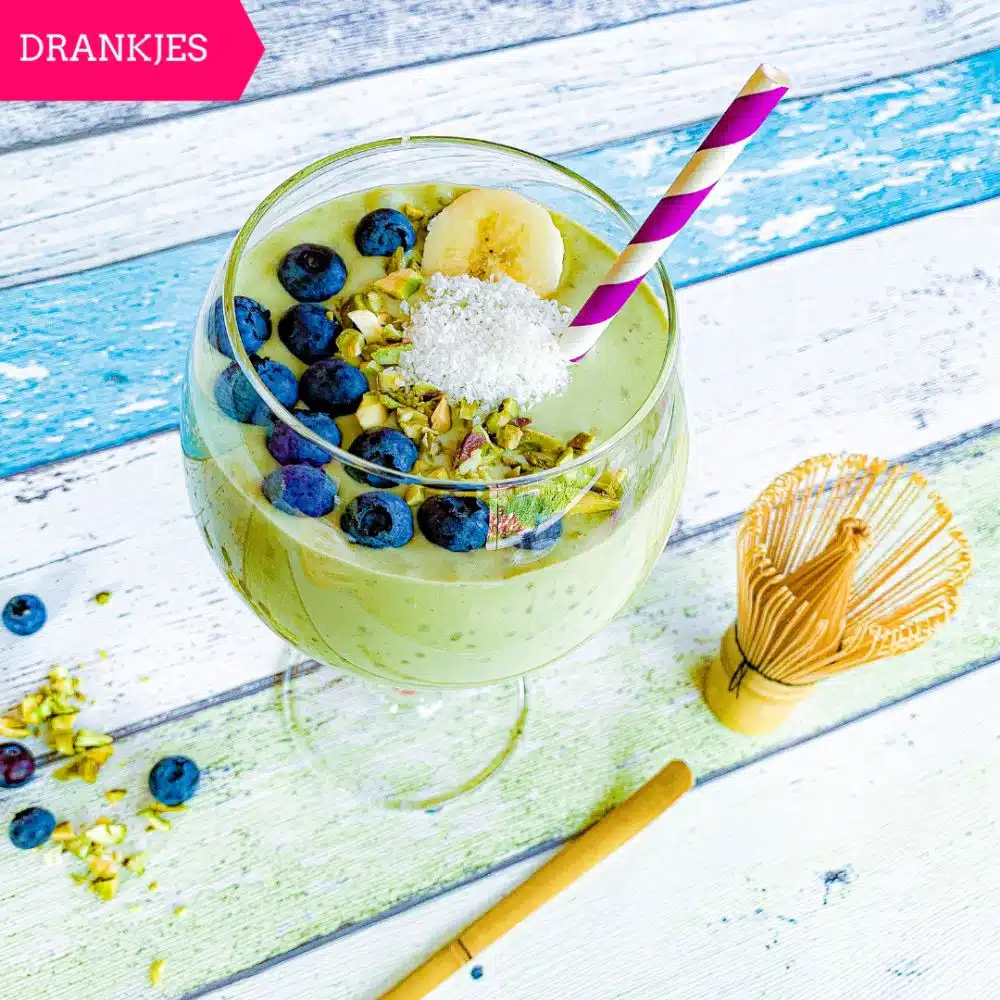 matcha smoothie met banaan en chia