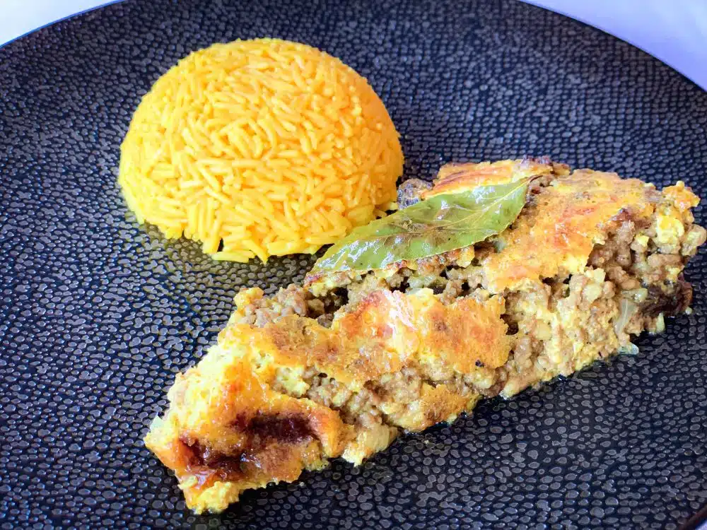 Zuid-Afrikaanse bobotie met geelrijst