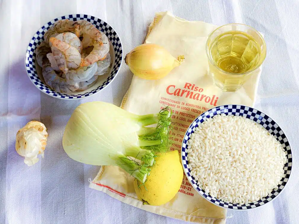 ingrediënten citroenrisotto met venkel en gamba's