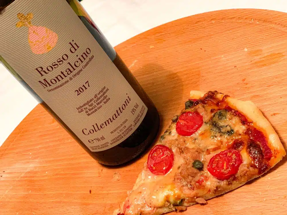 pizza met Rosso di Montalcino