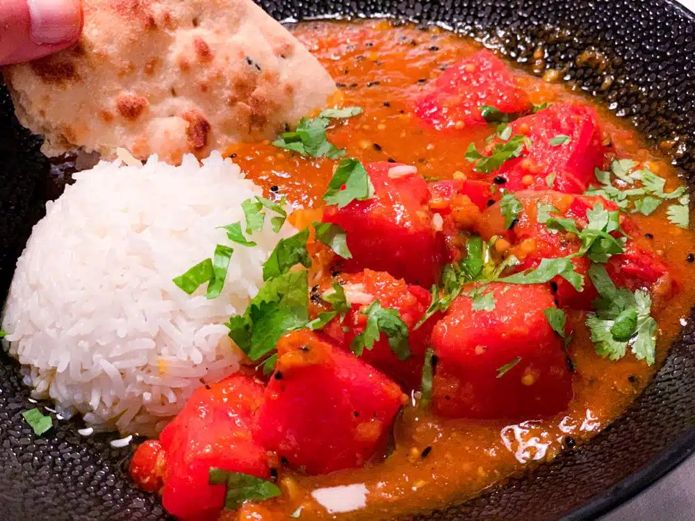 watermeloencurry met chapati en rijst