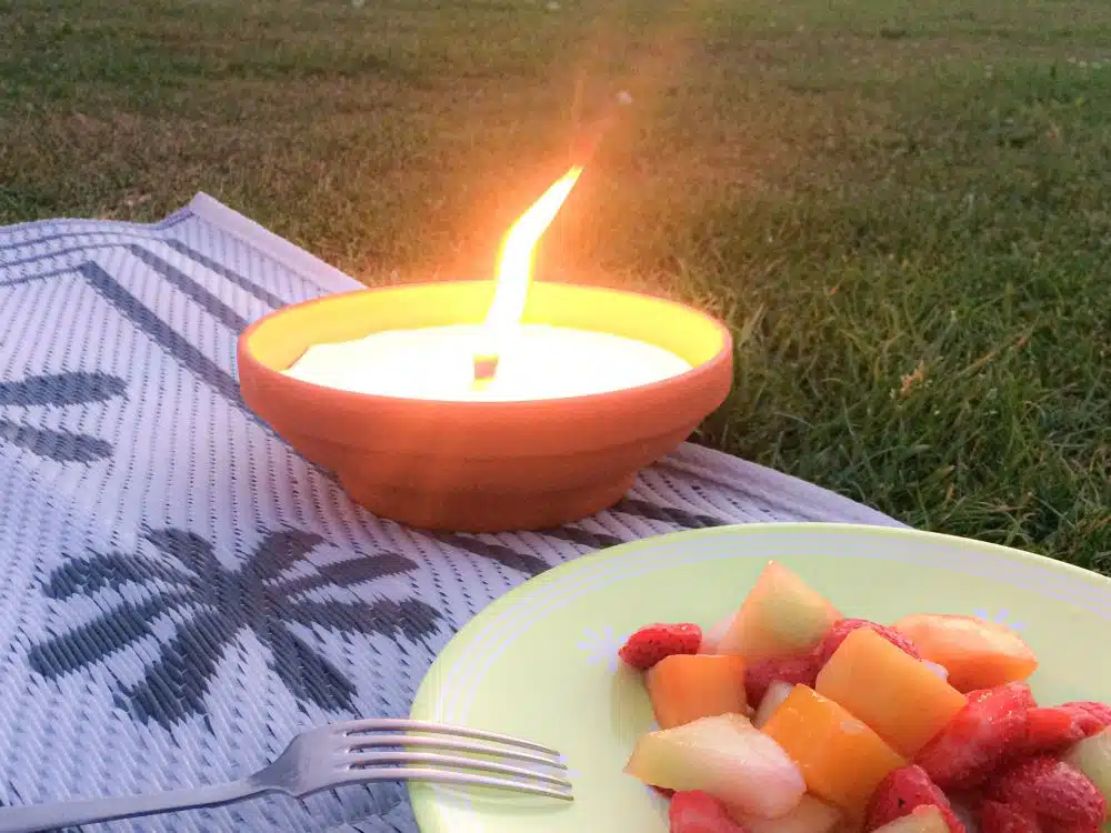 picknick bij zonsondergang