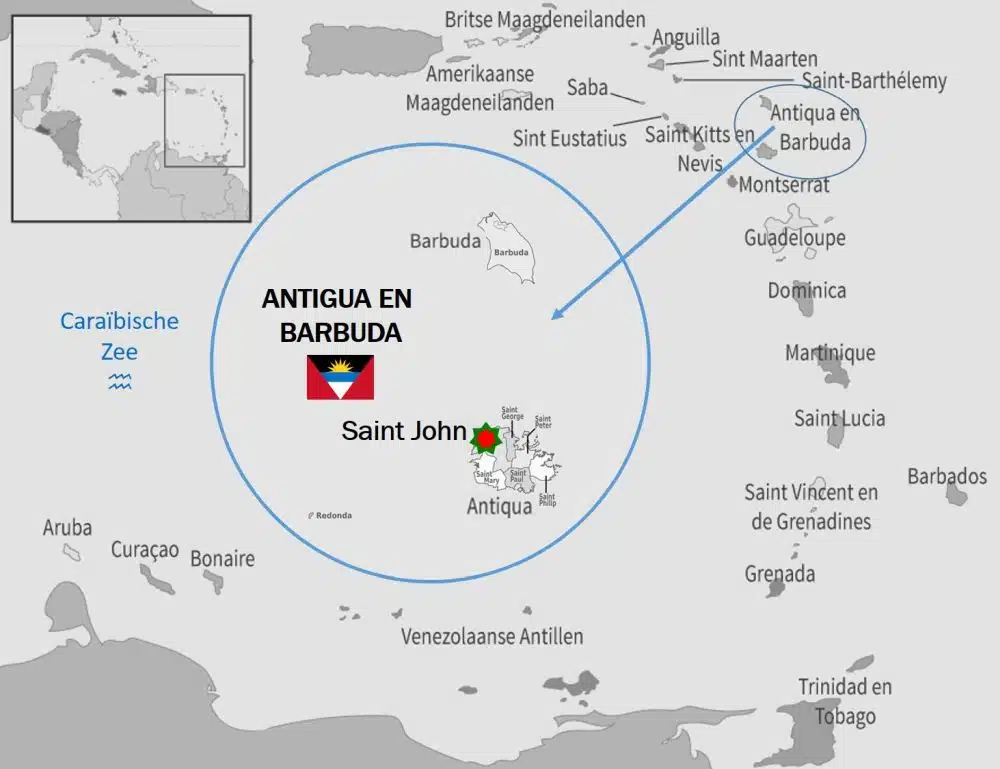 kaart Antigua en Barbuda kaart Antigua en Barbuda