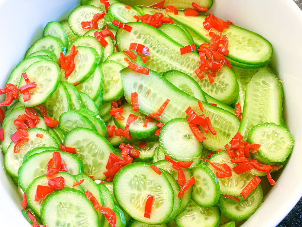 zoetzure komkommersalade