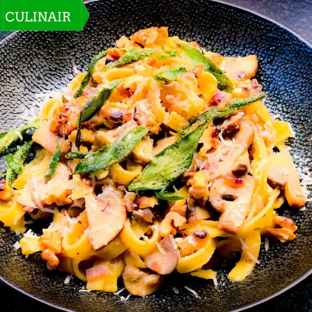 Tagliatelle champignons salie walnoten