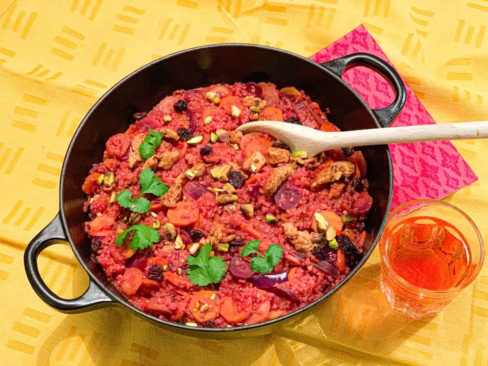 bulgurpilaf met wortel en rozijnen