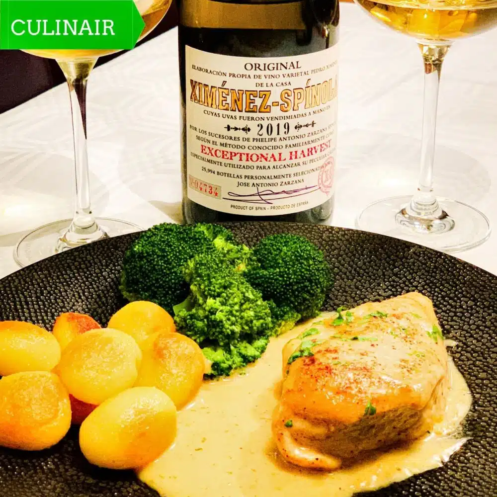 kipfilet in romige honing-mosterdsaus - PX exceptional harvest Ximénez-Spínola