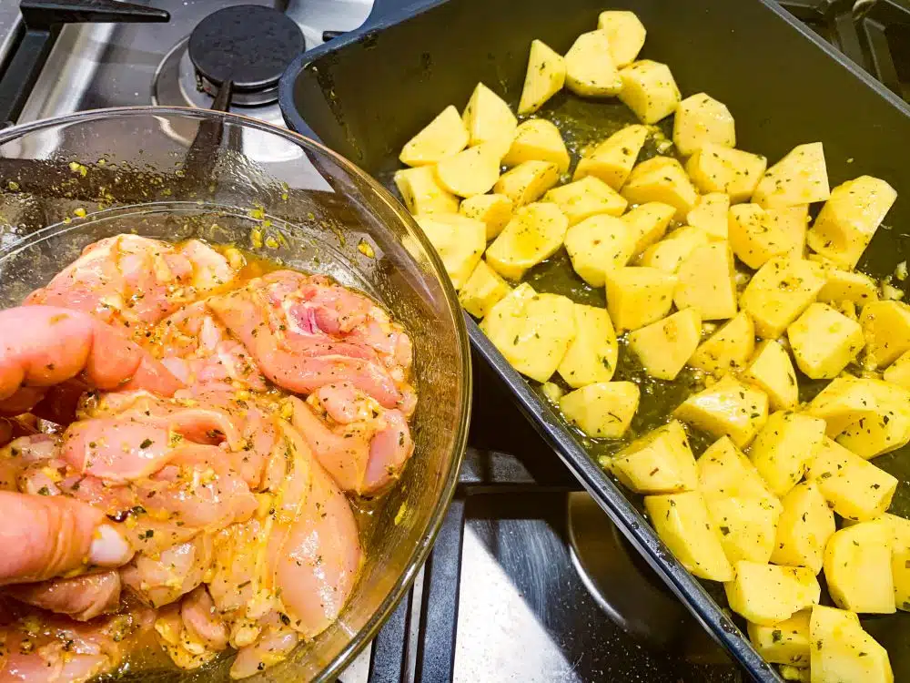 kip en aardappeltjes in Griekse marinade kip en aardappeltjes in Griekse marinade