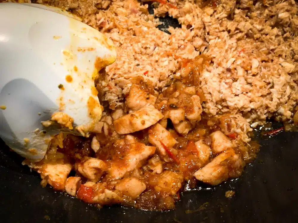 Kipvulling voor pupusa pureren