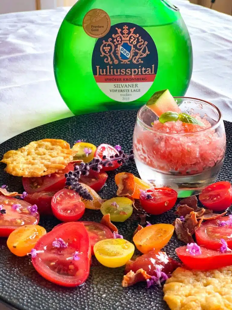 Tomaten – watermeloengranita – silvaner