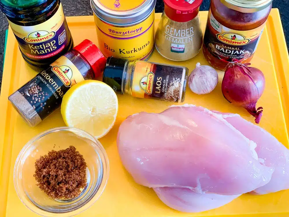 Ingrediënten marinade kipsaté