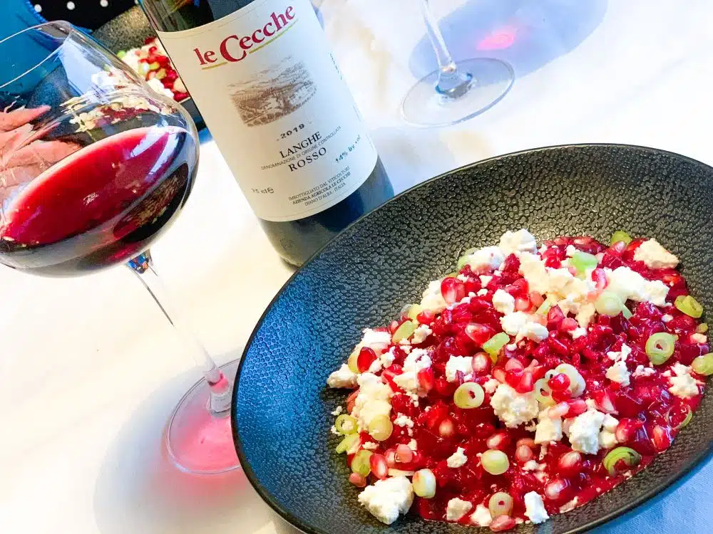 Bietenrisotto en Langhe Rosso van Le Cecche