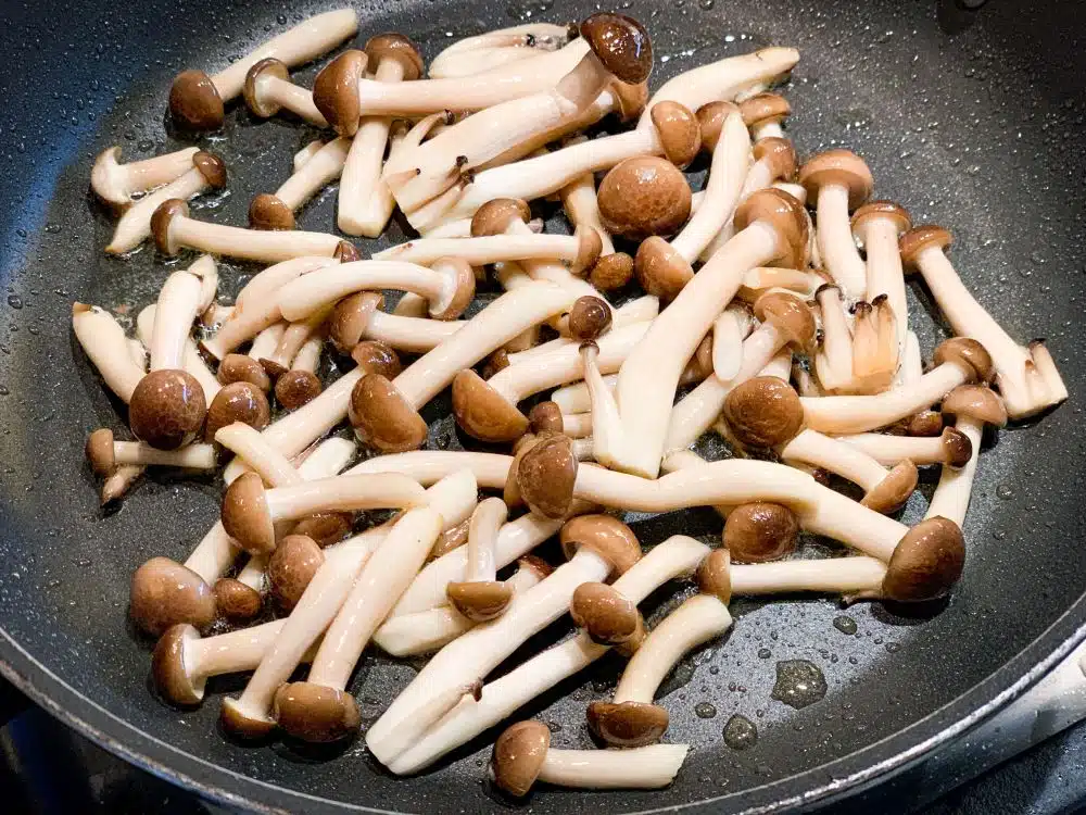 Bruine beukenzwammen bakken