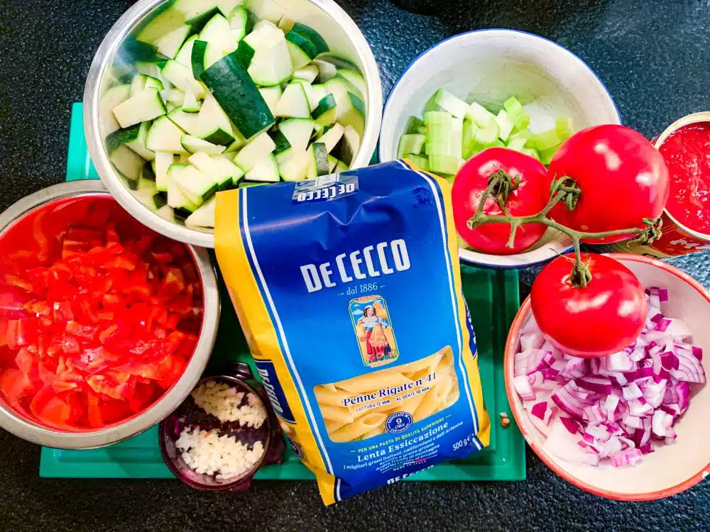Ingrediënten pasta all'ortolana