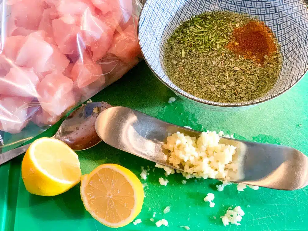 Ingrediënten Griekse kip souvlaki