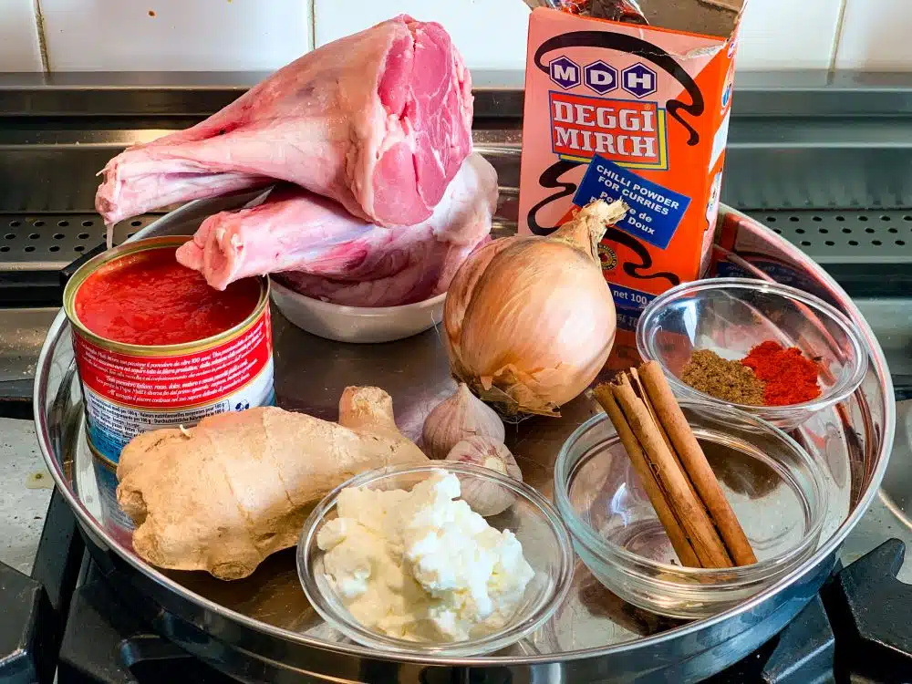 Ingrediënten lamsschenkel Hyderabadi style