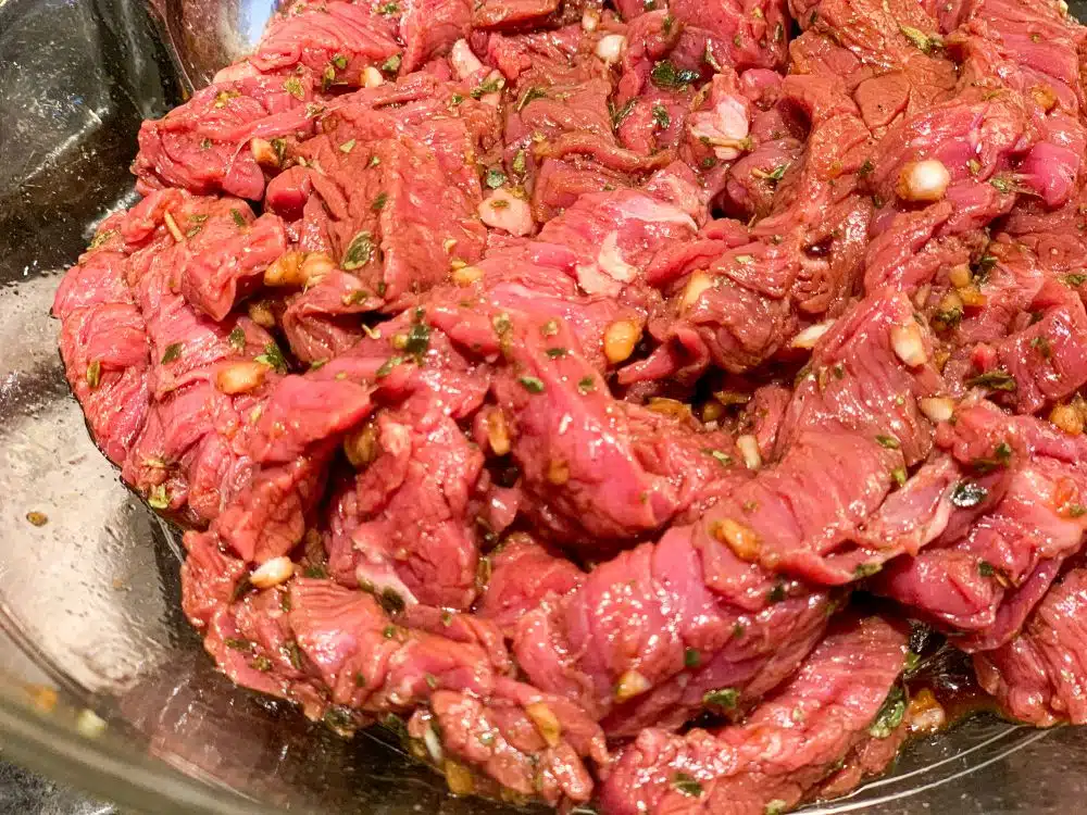 Lomo saltado in marinade Lomo saltado in marinade