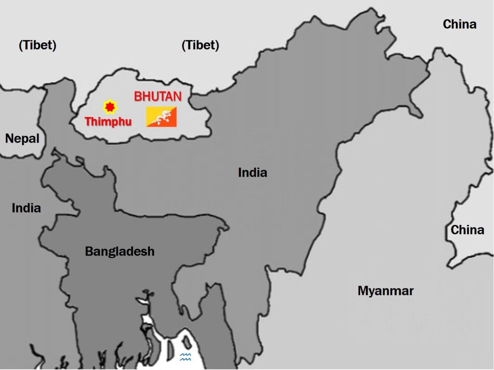 kaart Bhutan