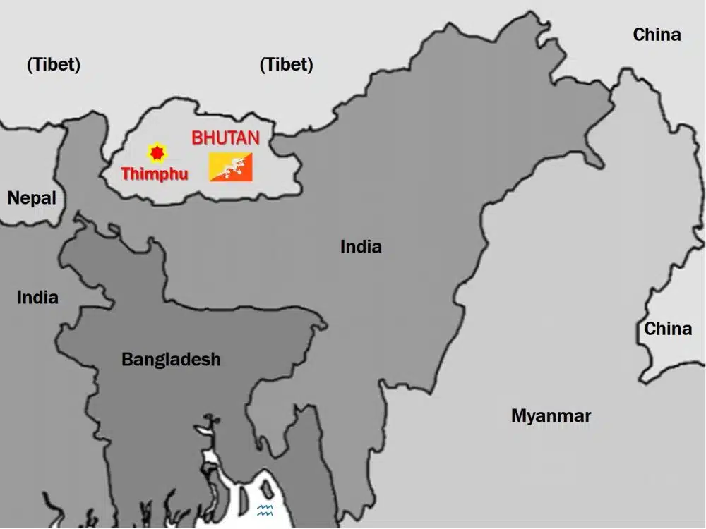kaart Bhutan kaart Bhutan