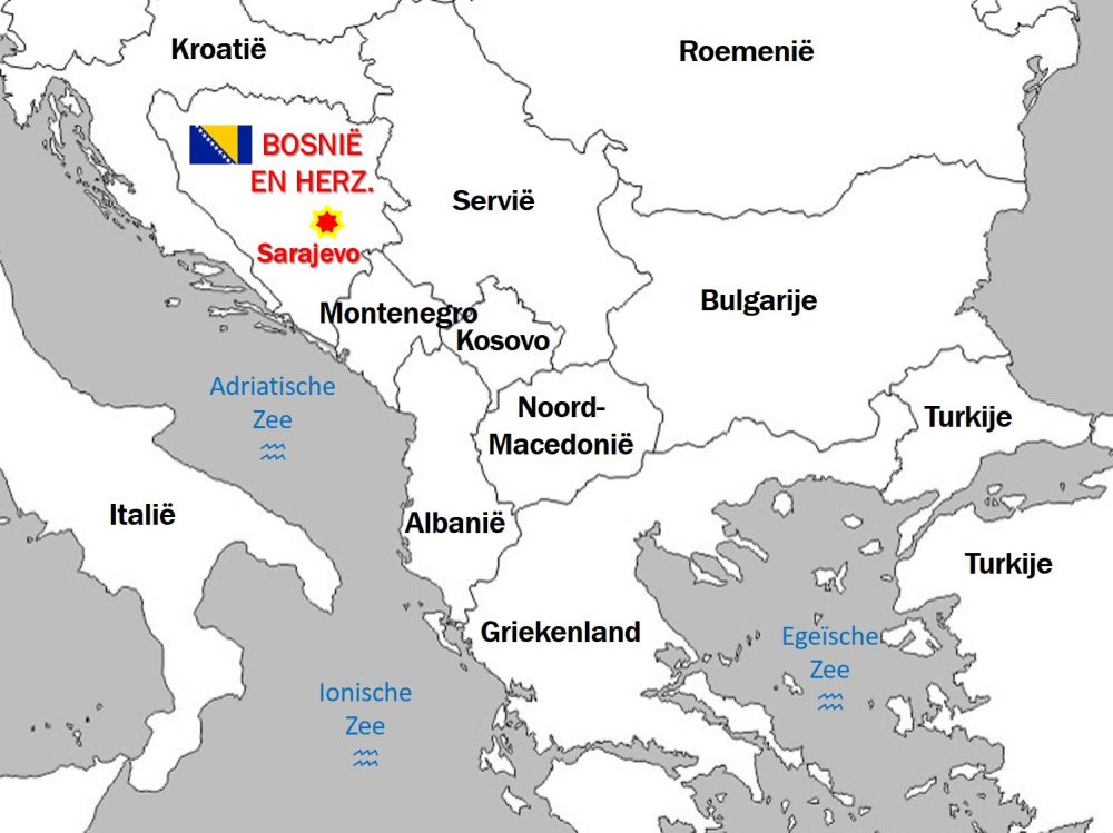 kaart Bosnië en Herzegovina