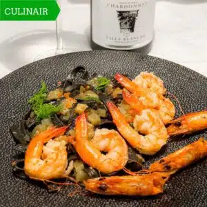 zwarte pasta met venkel tomaat en gambas