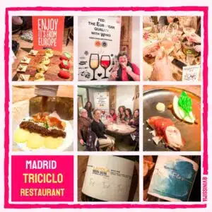diner bij TriCiclo Restaurante in Madrid de bijzondere wijnen van Vinos de Madrid en Méntrida