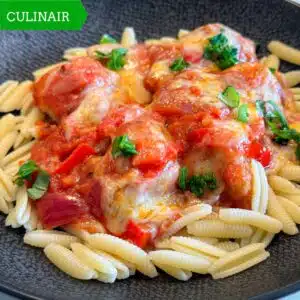 kip pizzaiola met pasta