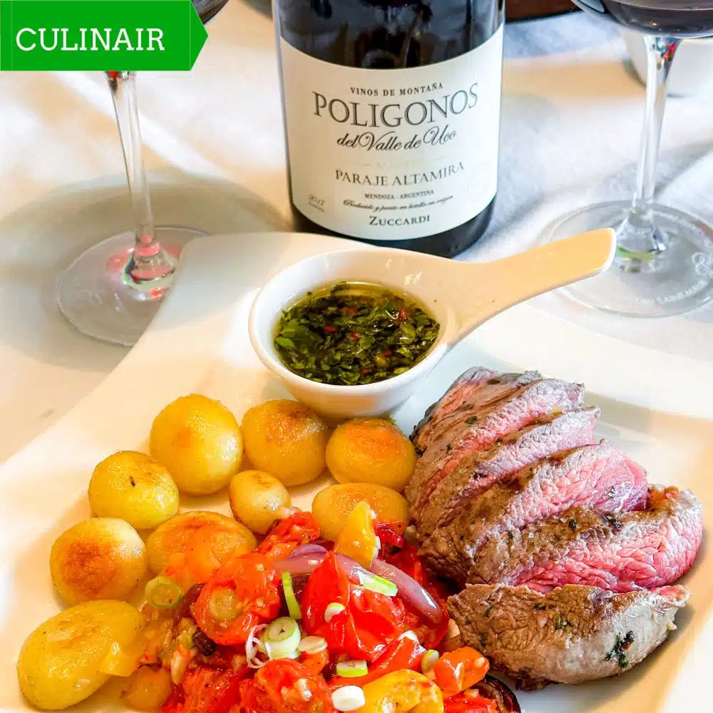 Lam en munt-chimichurri bij Argentijnse malbec