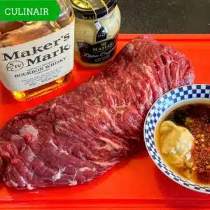 bavette-spiesjes met bourbon en mosterd