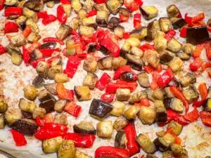 aubergine en paprika roosteren in de oven