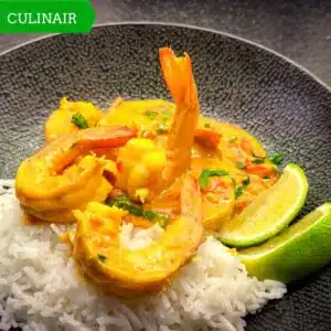 Crevette au curry et coco uit de Comoren Crevette au curry et coco uit de Comoren