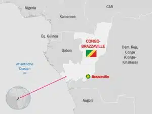 kaart Congo-Brazzaville in Centraal-Afrika kaart Congo-Brazzaville in Centraal-Afrika