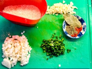 ingrediënten voor rijst en bonen
