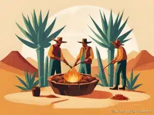 agaveharten roosteren voor mezcal – AI art by @vinissima agaveharten roosteren voor mezcal - AI art by @vinissima