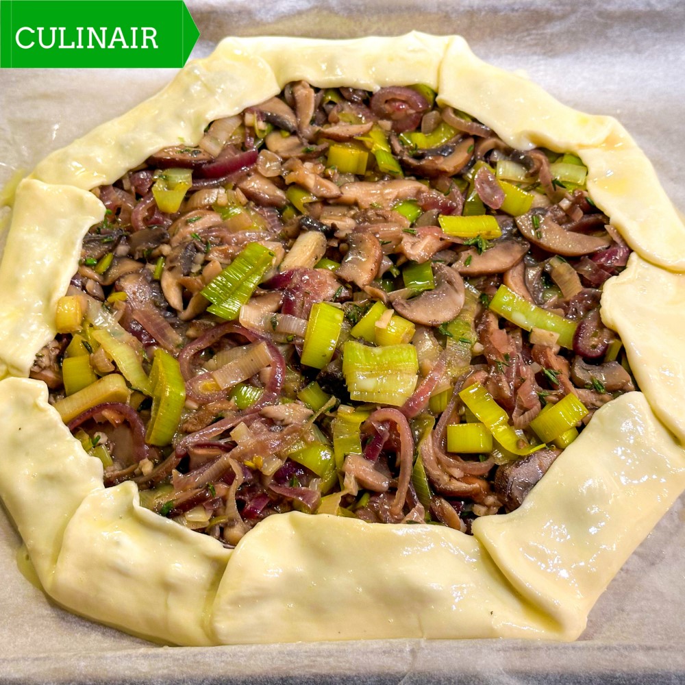 Galette forestière – hartige taart met paddenstoelen en prei