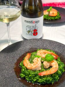 arroz verde met Mestizaje blanco van Bodegas Mustiguillo