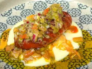 verse chorizo van de gril - chimichurri - gerookte aardappel