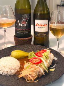 Steamed Fish met manzanilla sherry en pinot grigio
