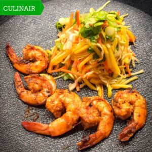 Jamaicaanse jerk gambas en Jamaicaanse coleslaw