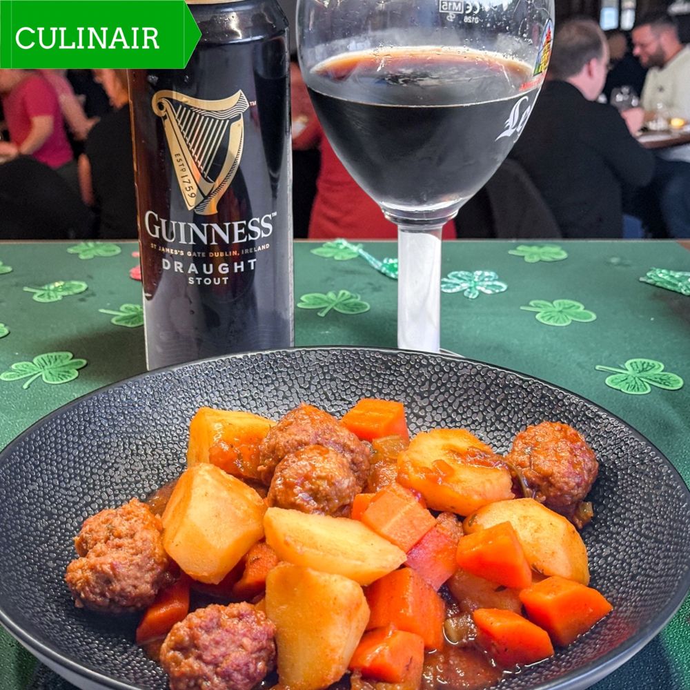 Ierse stoofpot met lamsgehaktballetjes en Guinness