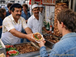 döner kebab werd in de 1970s populair in Berlijn